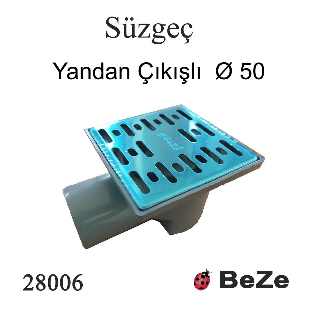 BeZe 10x10 PASLANMAZ KAPAKLI YER SÜZGECİ-Ø50 (YANDAN ÇIKIŞLI)