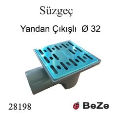 BeZe 10x10 PASLANMAZ KAPAKLI YER SÜZGECİ-Ø32 (YANDAN ÇIKIŞLI)