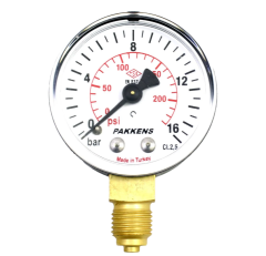 PAKKENS Q50-16 BAR (METAL GÖVD.) MANOMETRE ALT BAĞ. Cl.2,5 - G1/4''B