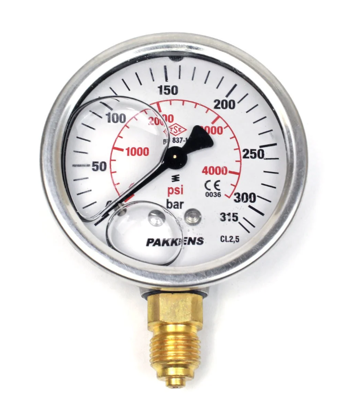 PAKKENS GLİSERİNLİ Q63-100 BAR MANOMETRE ALT.BAĞ.C.2,5-G1/4''B